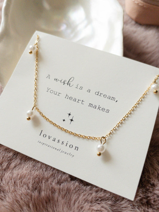 14K Dangling Pearl Necklace - Lovassion