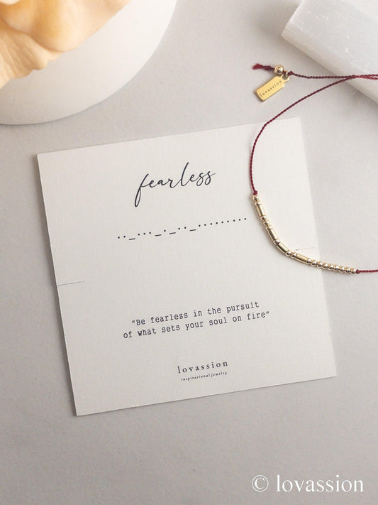 14K Fearless Bracelet | Morse Code Jewelry - Lovassion