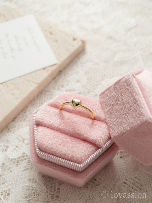 14K Gold Puffy Heart Ring - Lovassion