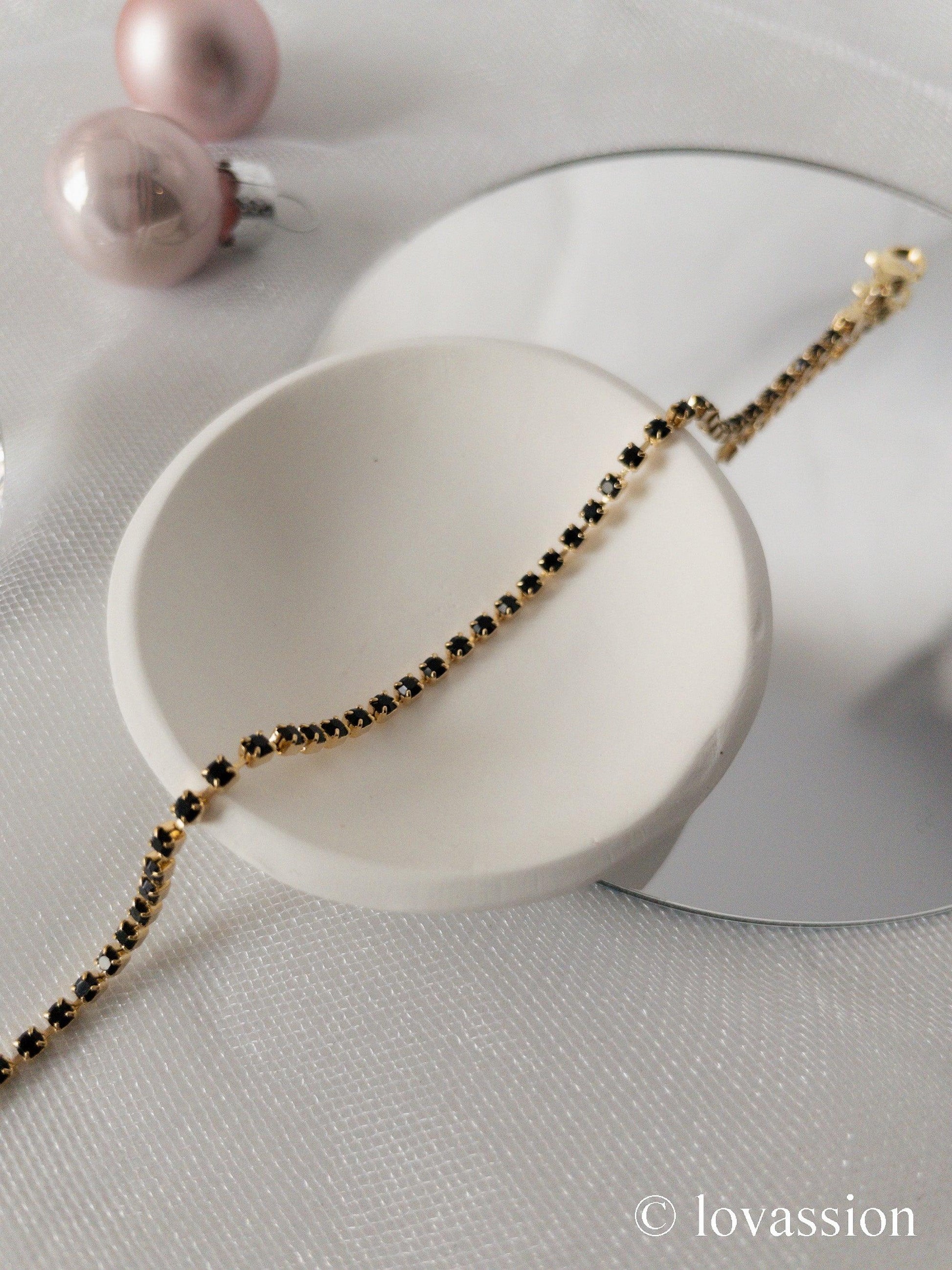 18K Tennis Bracelet | Diamond & CZ Black - Lovassion