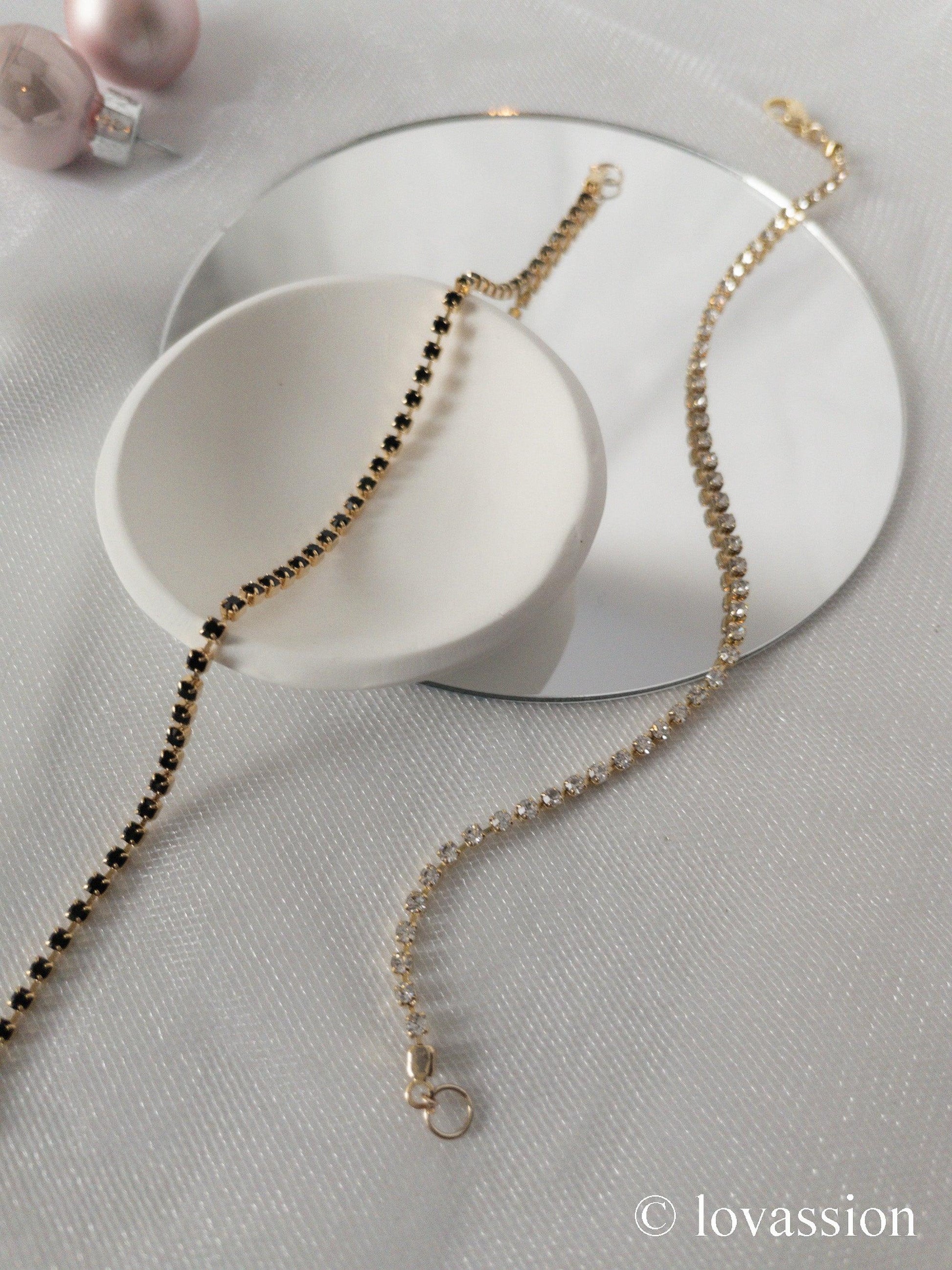 18K Tennis Bracelet | Diamond & CZ Black - Lovassion