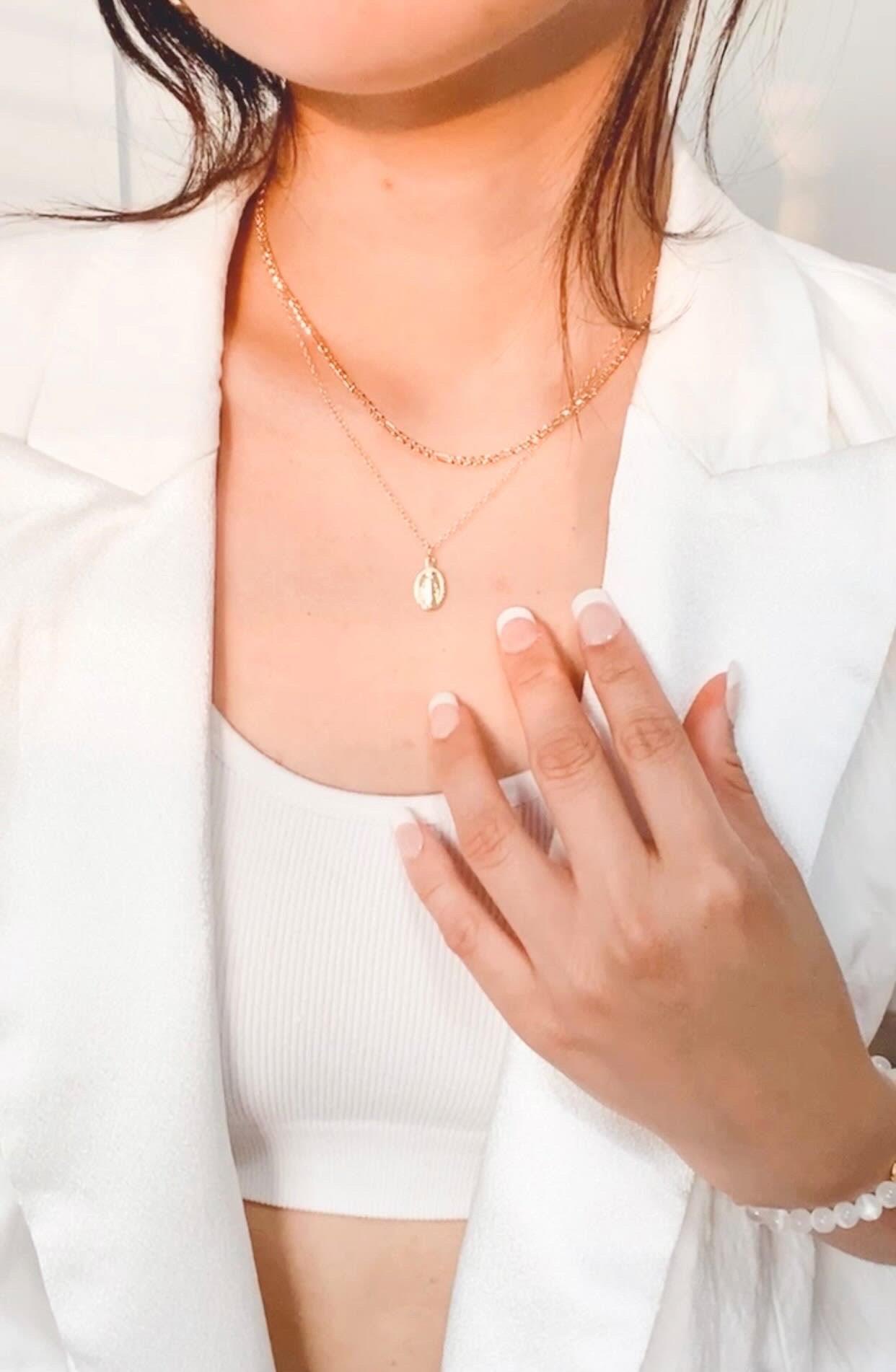 14K Tiny Virgin Mary Necklace - Lovassion