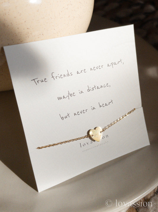 heart charm friendship bracelet with friendship quote