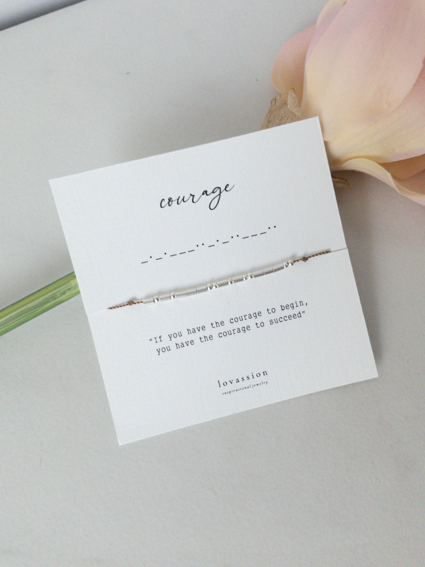 morse code courage bracelet with inspirational quote