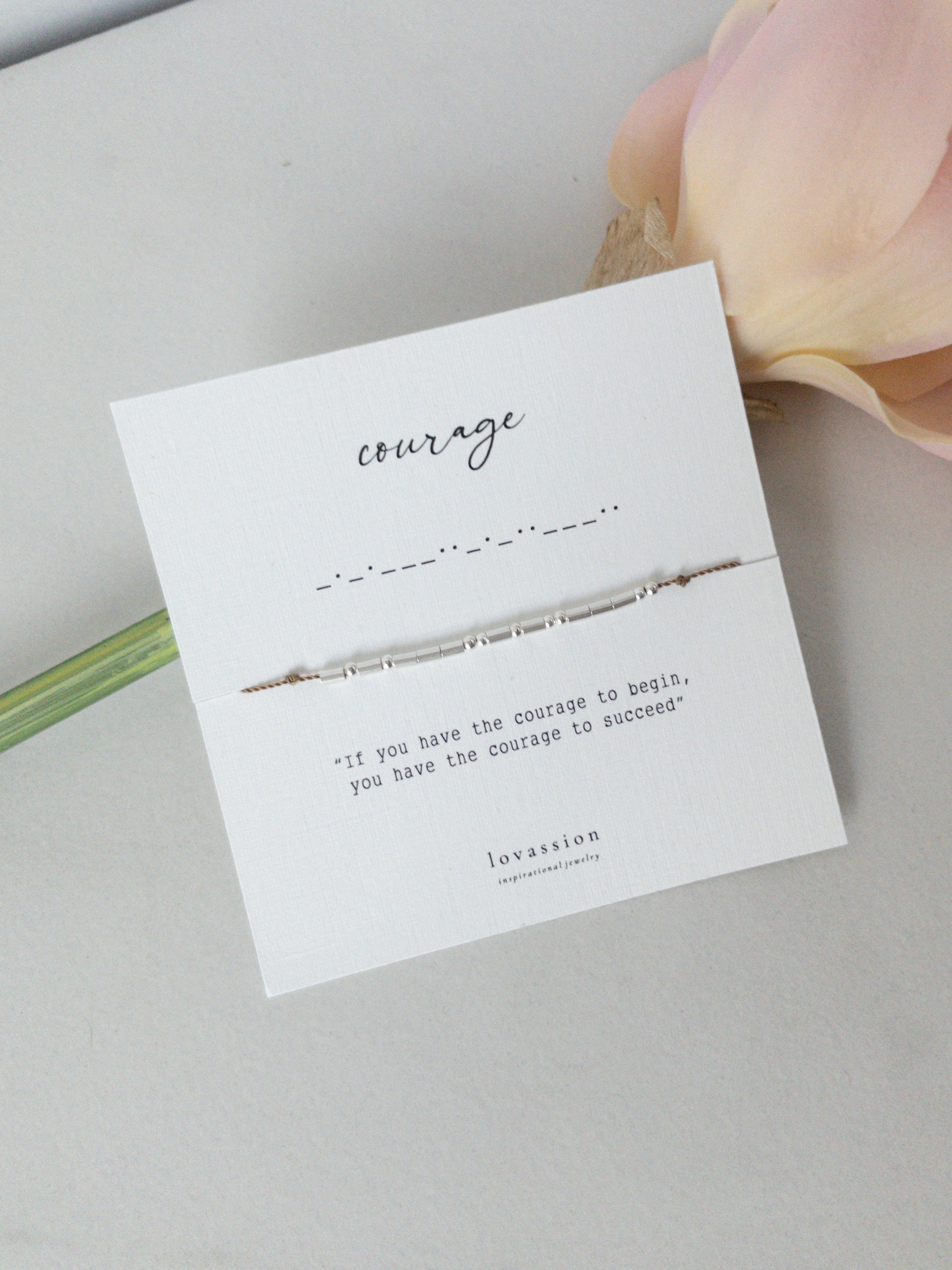 morse code courage bracelet with inspirational quote