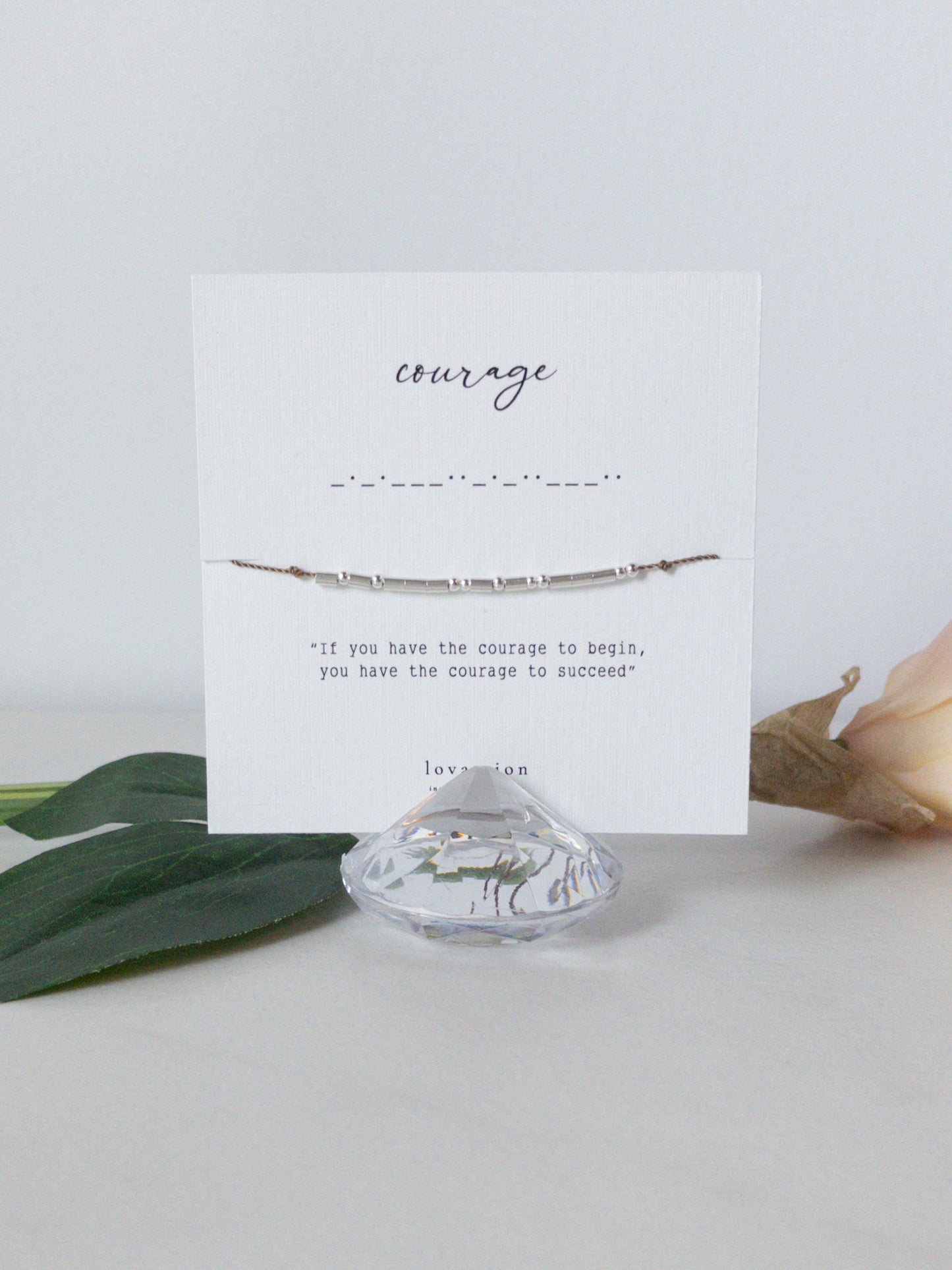 morse code courage bracelet with inspirational quote