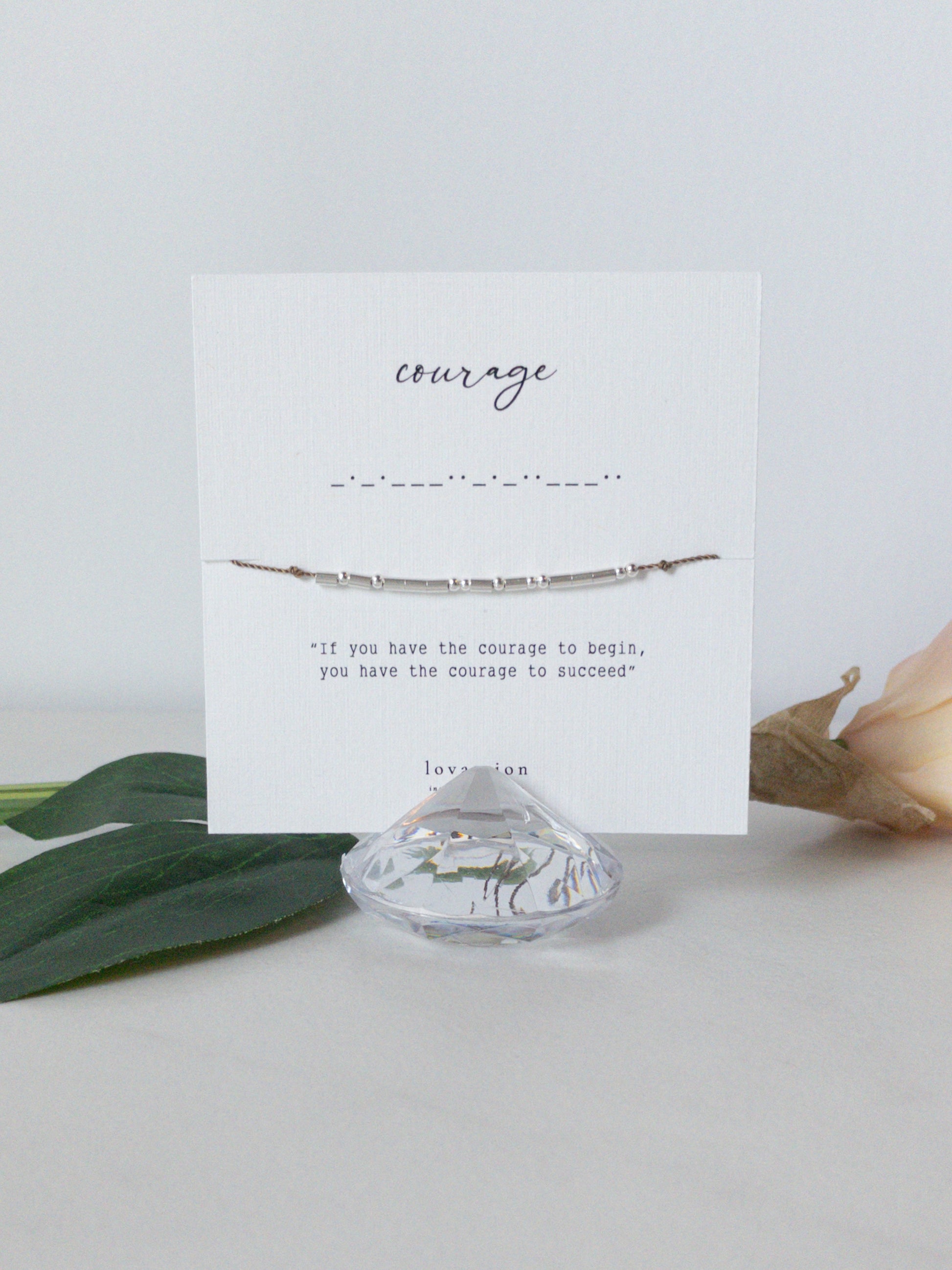 morse code courage bracelet with inspirational quote