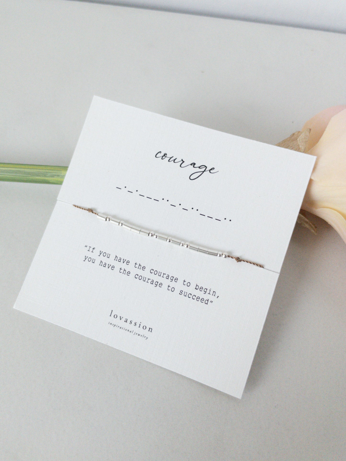morse code courage bracelet with inspirational quote