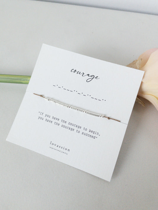 morse code courage bracelet with inspirational quote