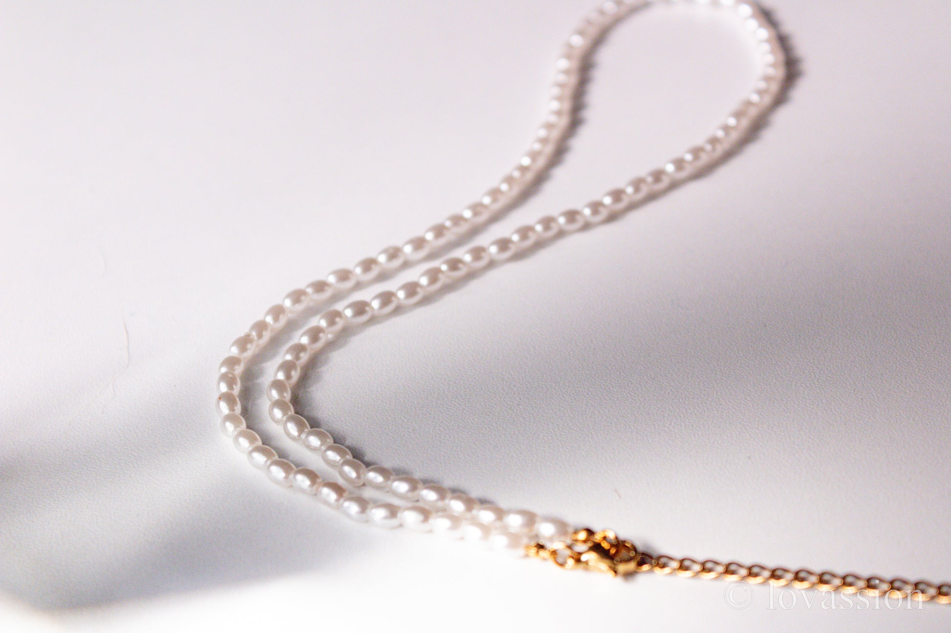 tiny rice pearl necklace
