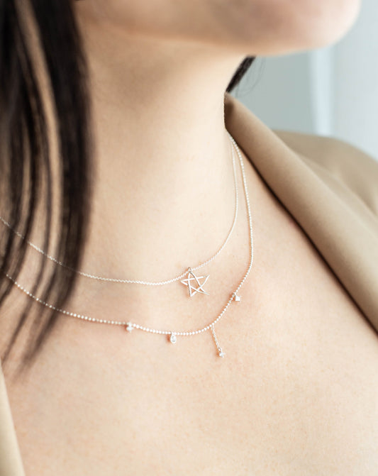 women wearing y2k dainty star necklace set