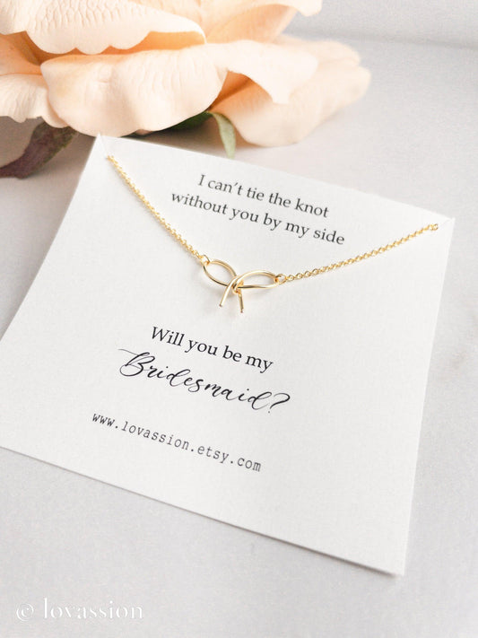 Tie the Knot Bow Necklace | 14K Bridesmaid Jewelry - Lovassion