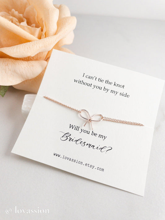 Tie the Knot Bow Bracelet | 14K Bridesmaid Jewelry - Lovassion