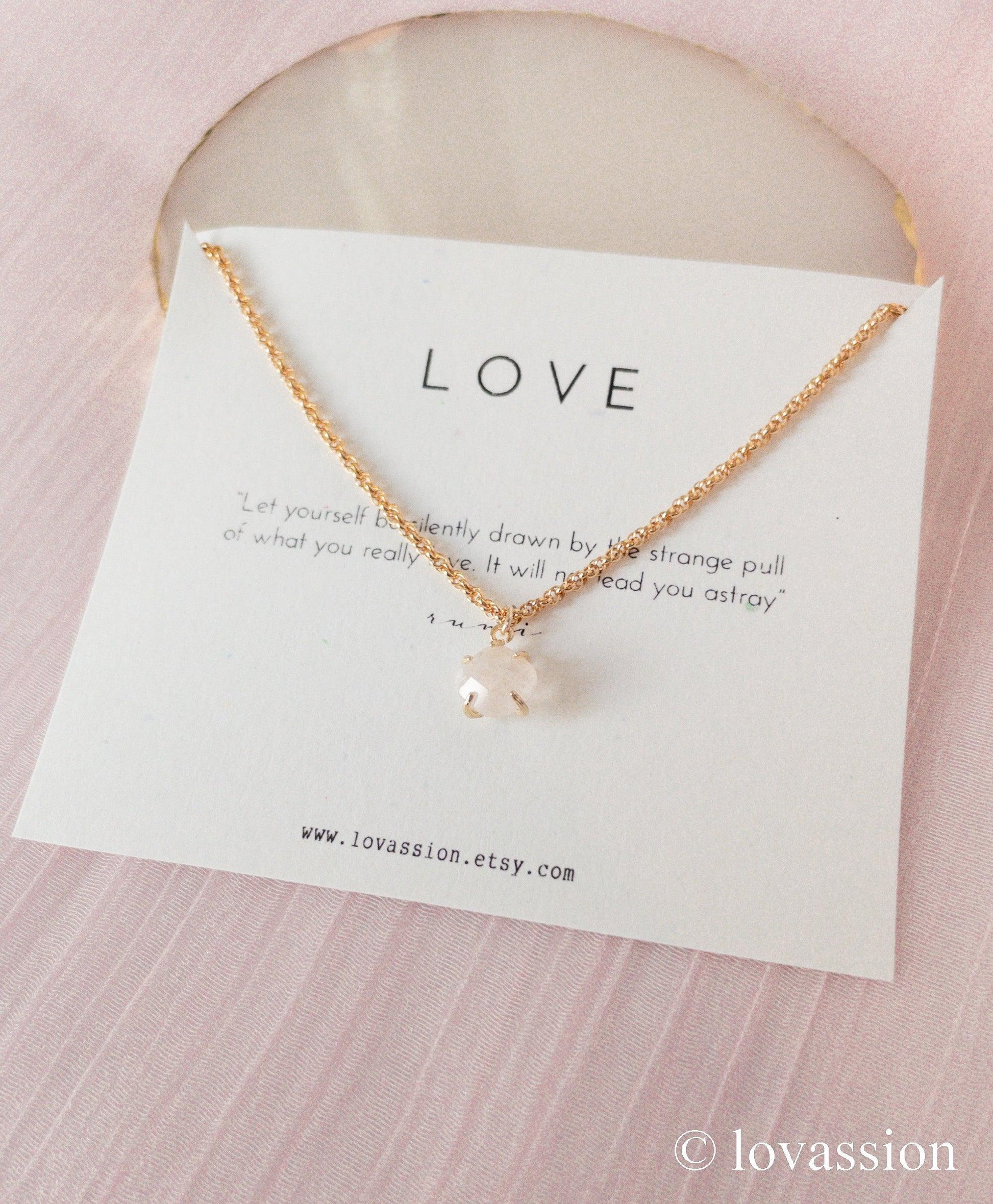 14K Tiny Rose Quartz Necklace - Lovassion