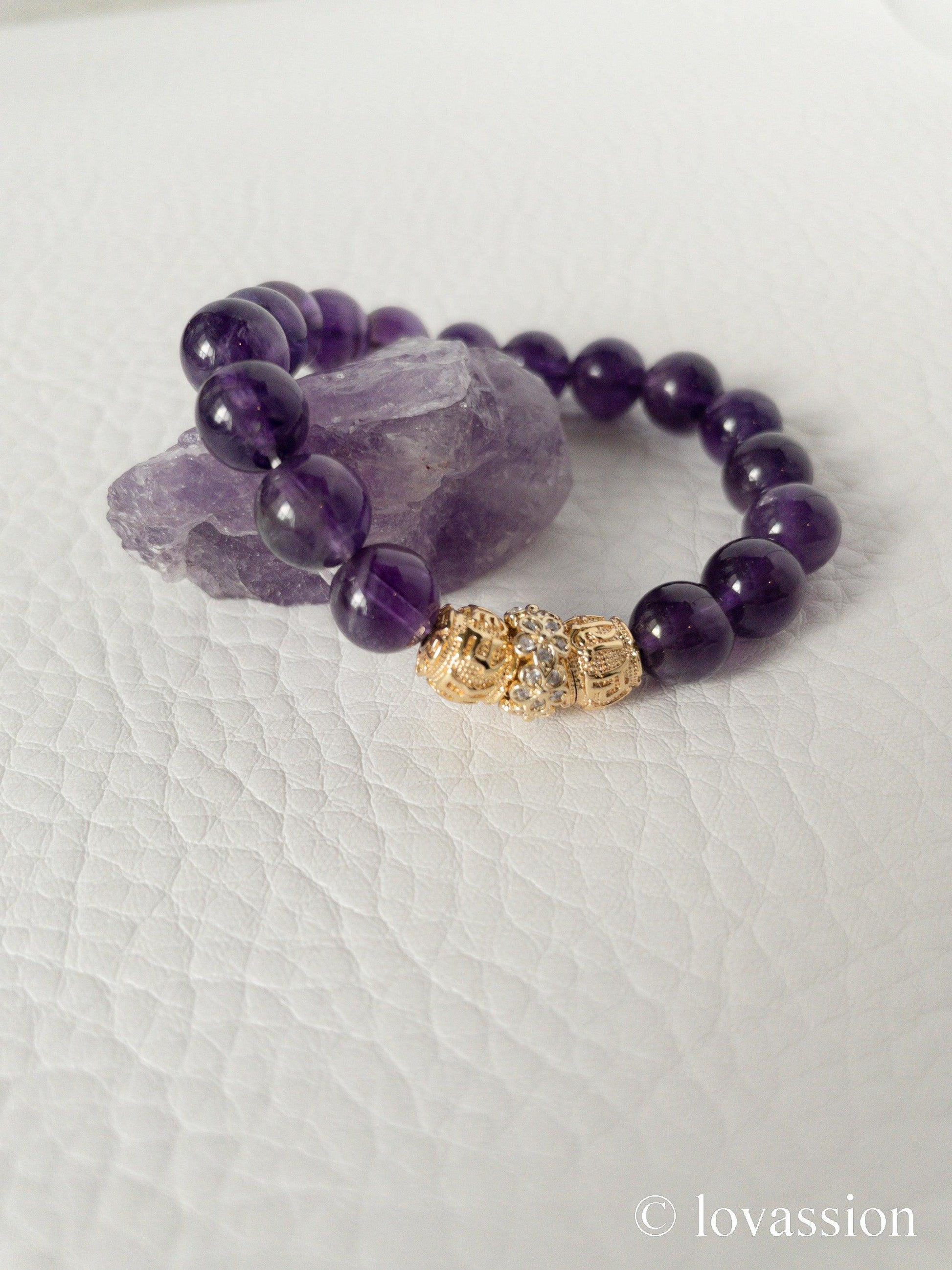 18K Amethyst Bracelet 8MM - Lovassion