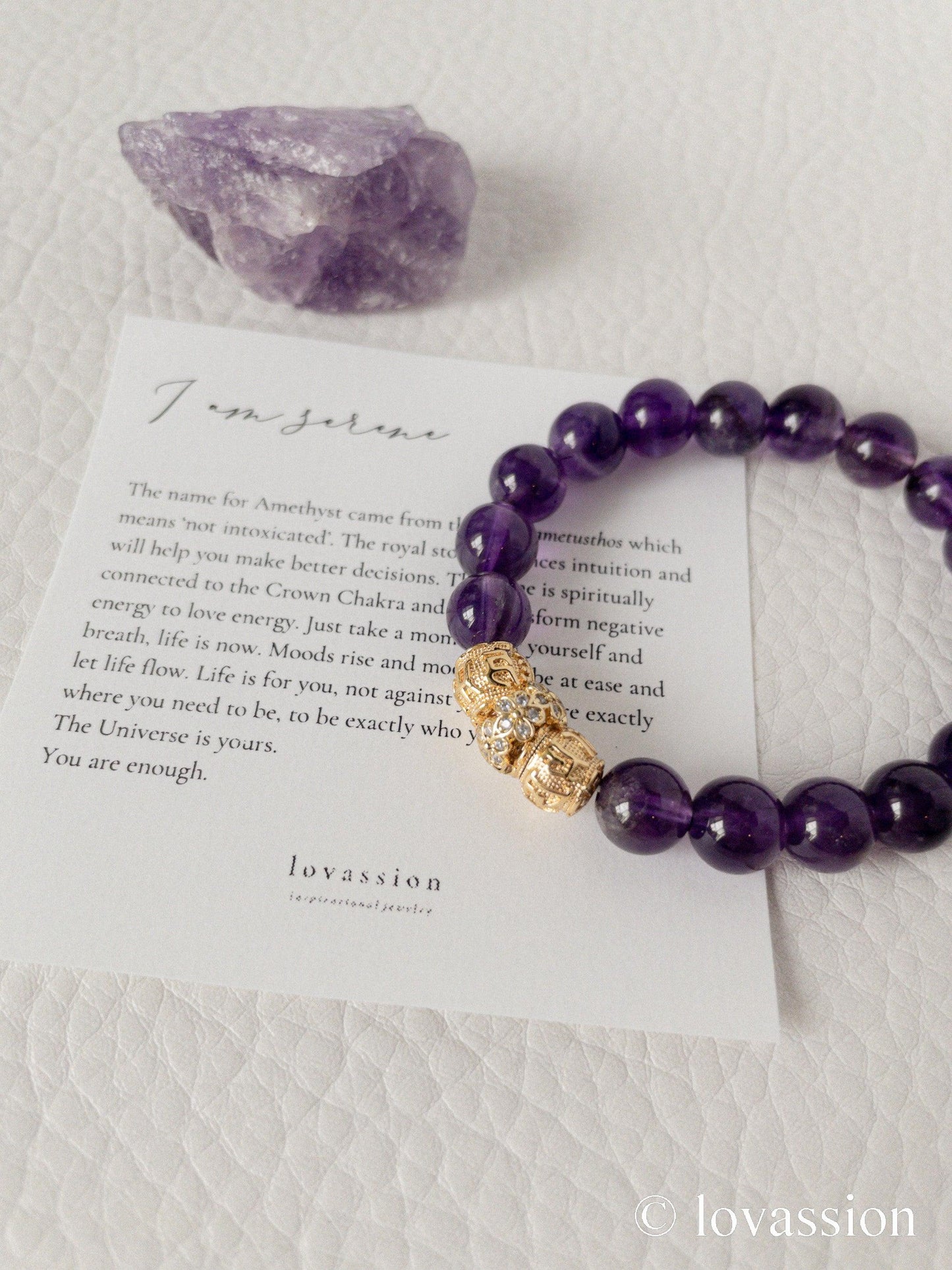 18K Amethyst Bracelet 8MM - Lovassion