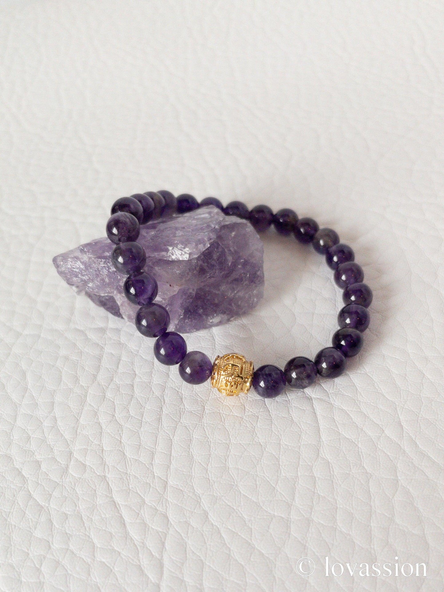 18K Amethyst Bracelet 6MM - Lovassion