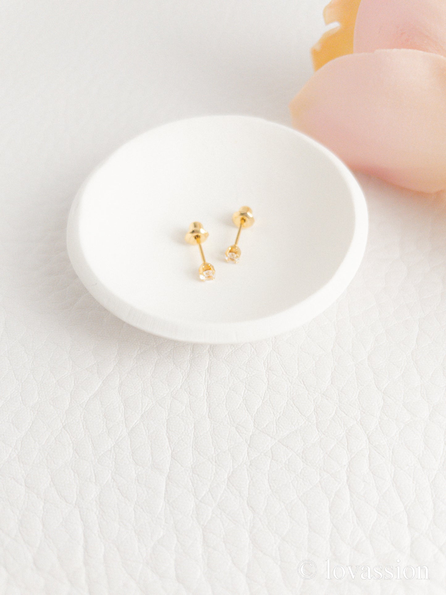 24K Birthstone Studs | April & Diamond - Lovassion