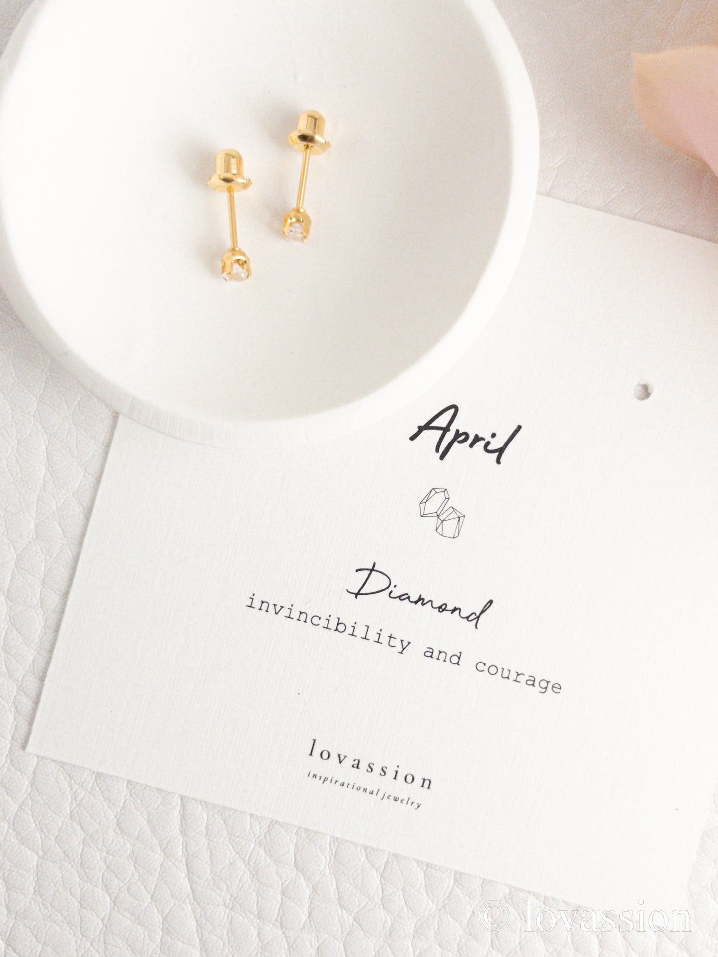 24K Birthstone Studs | April & Diamond - Lovassion