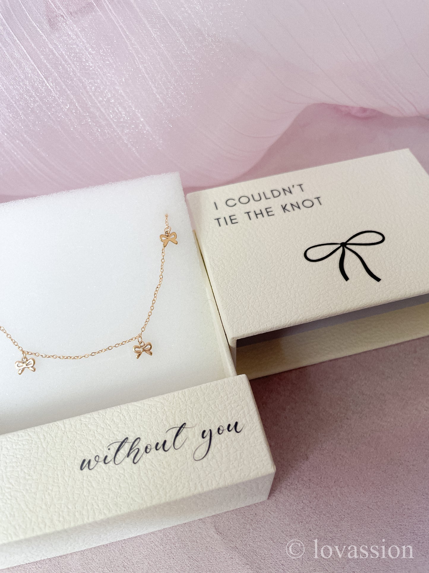 Bridesmaid Proposal Dangling Bow Necklace