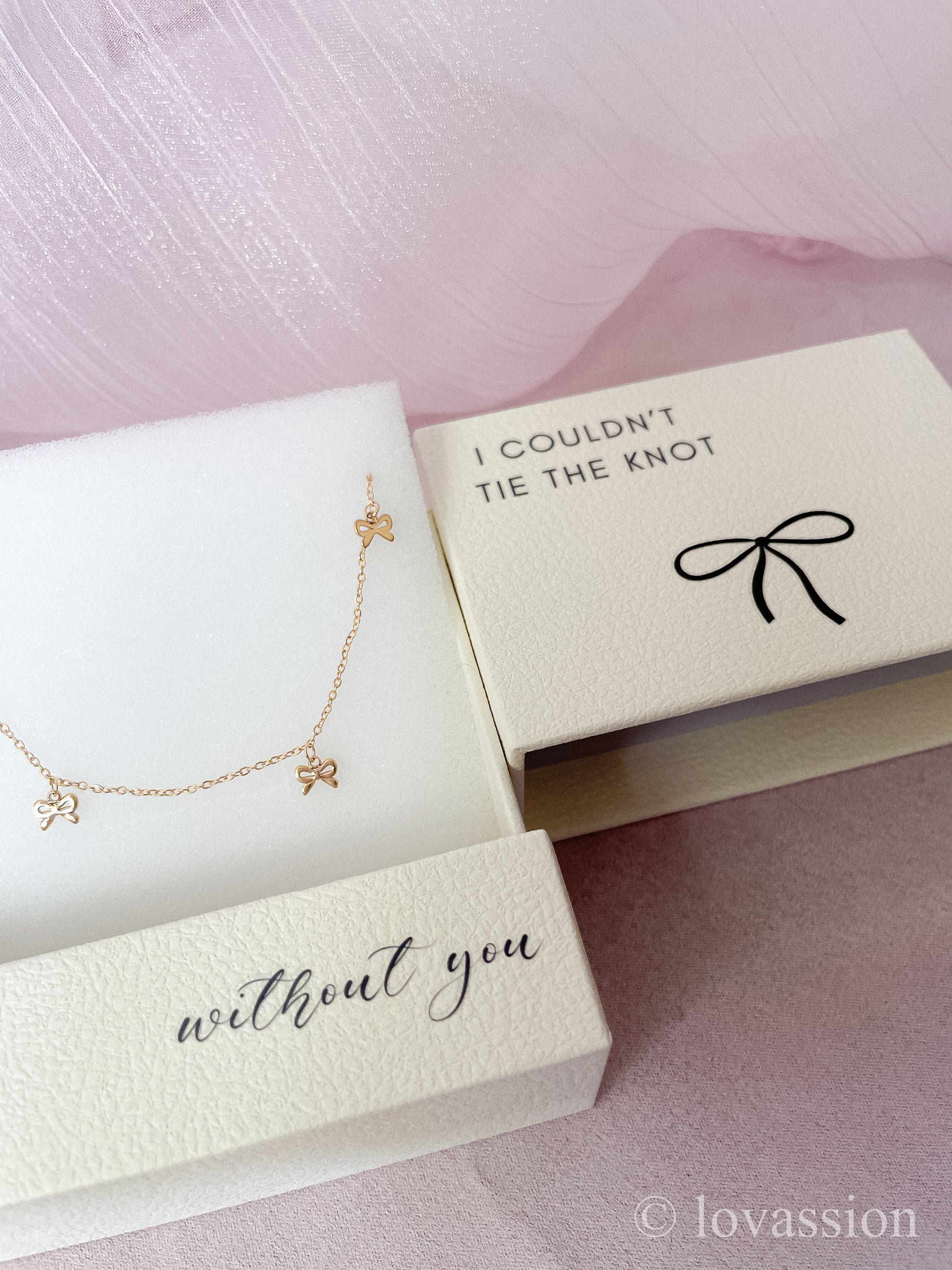 Bridesmaid Proposal Dangling Bow Necklace