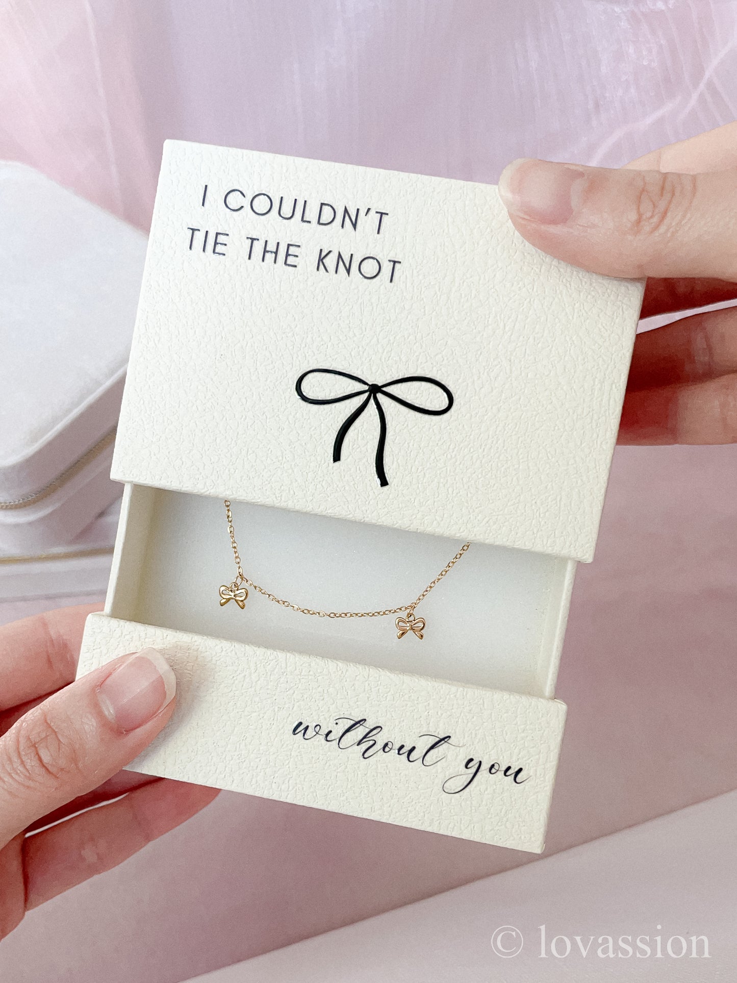 Bridesmaid Proposal Dangling Bow Necklace