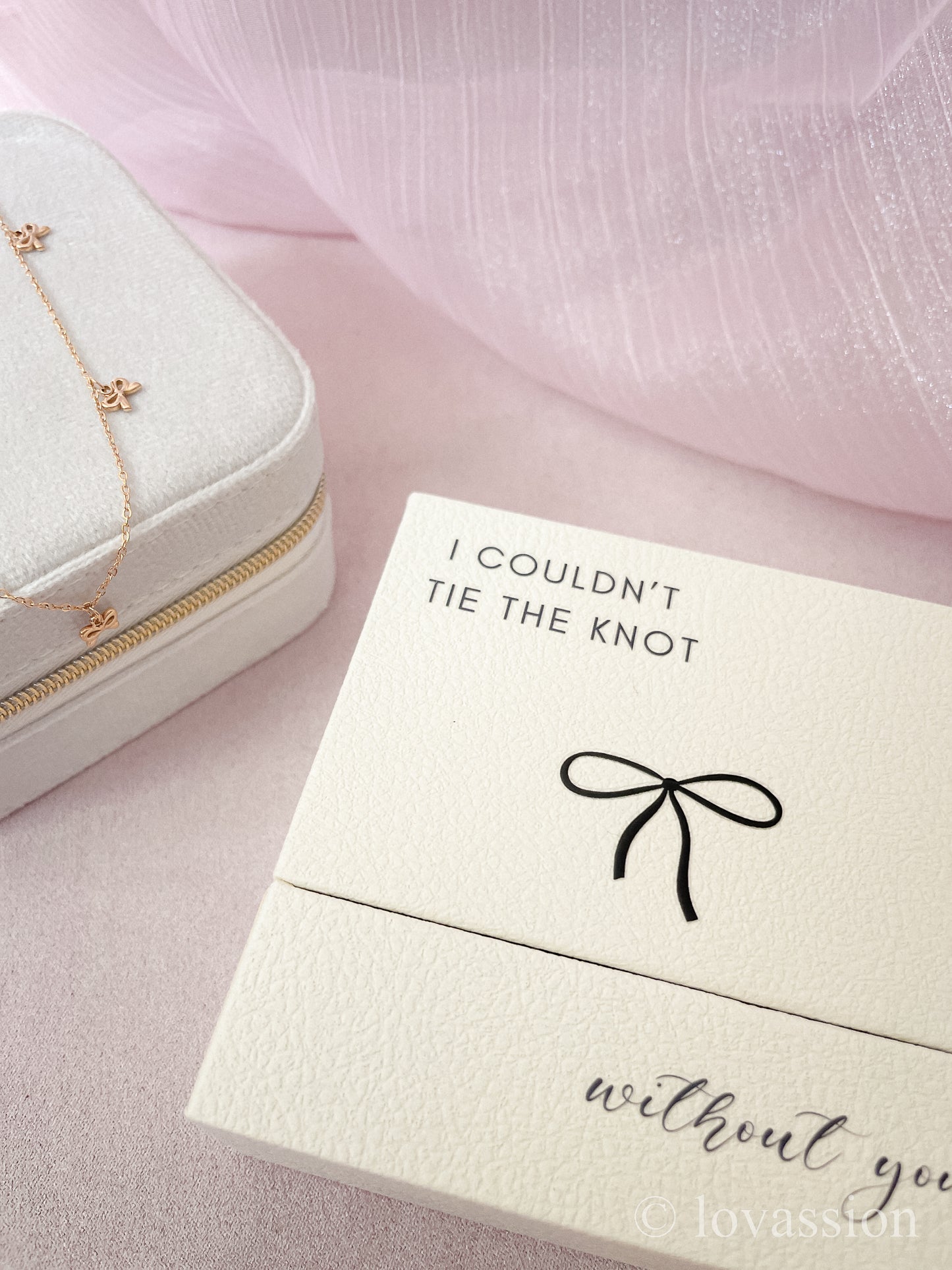 Bridesmaid Proposal Dangling Bow Necklace