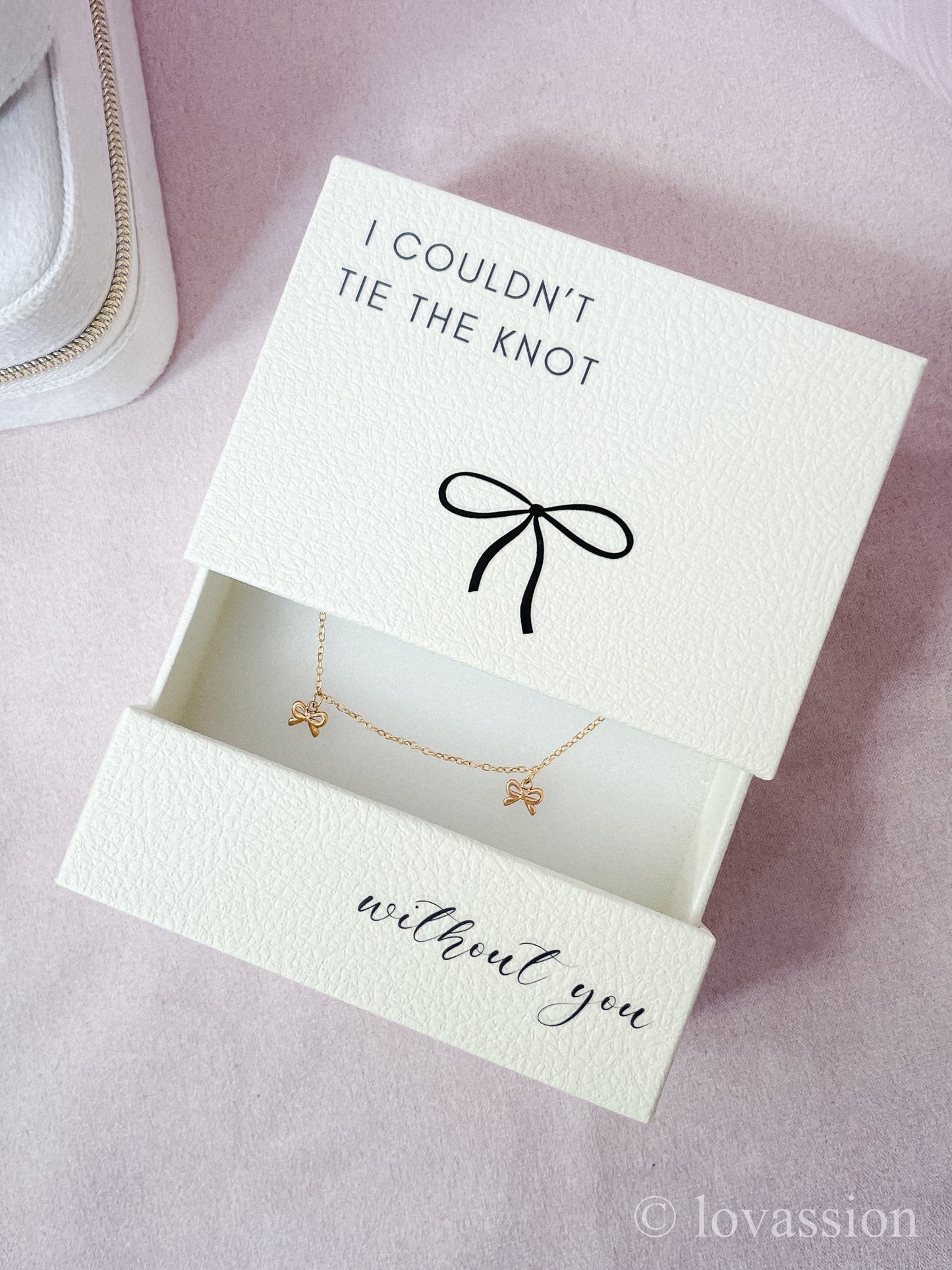 Bridesmaid Proposal Dangling Bow Necklace