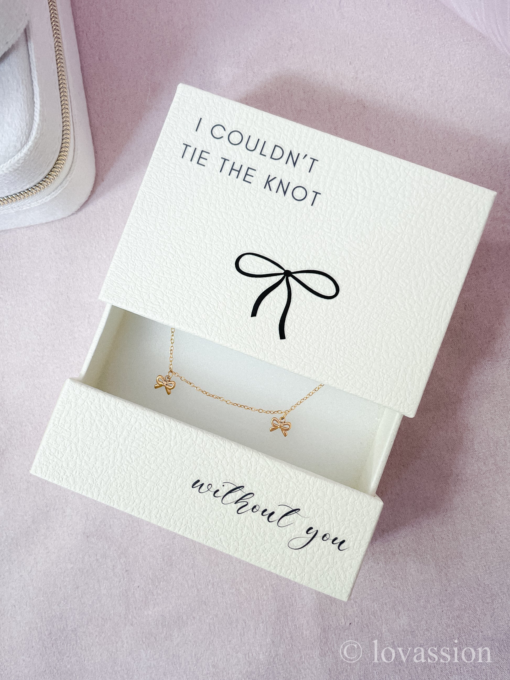 Bridesmaid Proposal Dangling Bow Necklace
