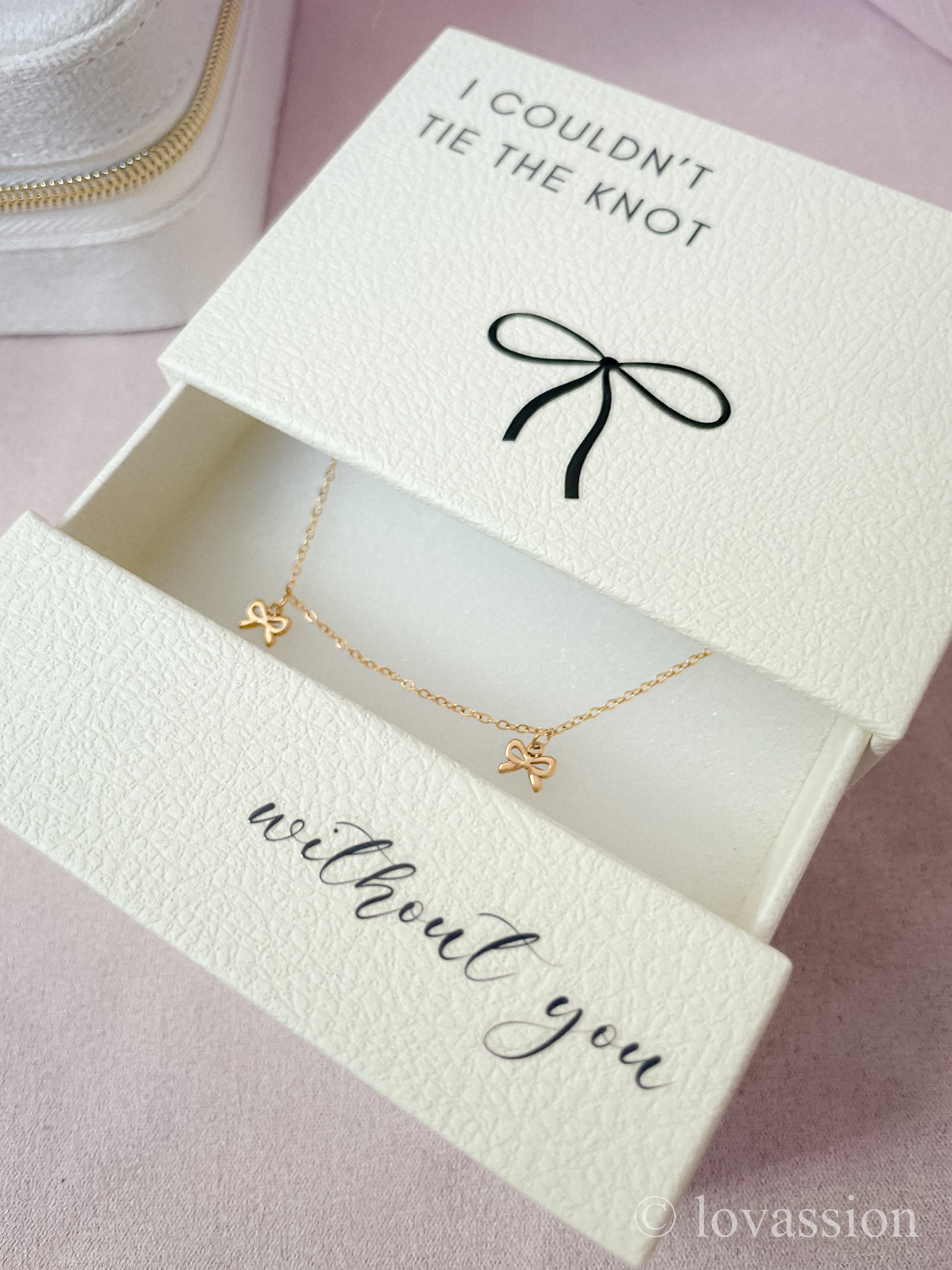 Bridesmaid Proposal Dangling Bow Necklace