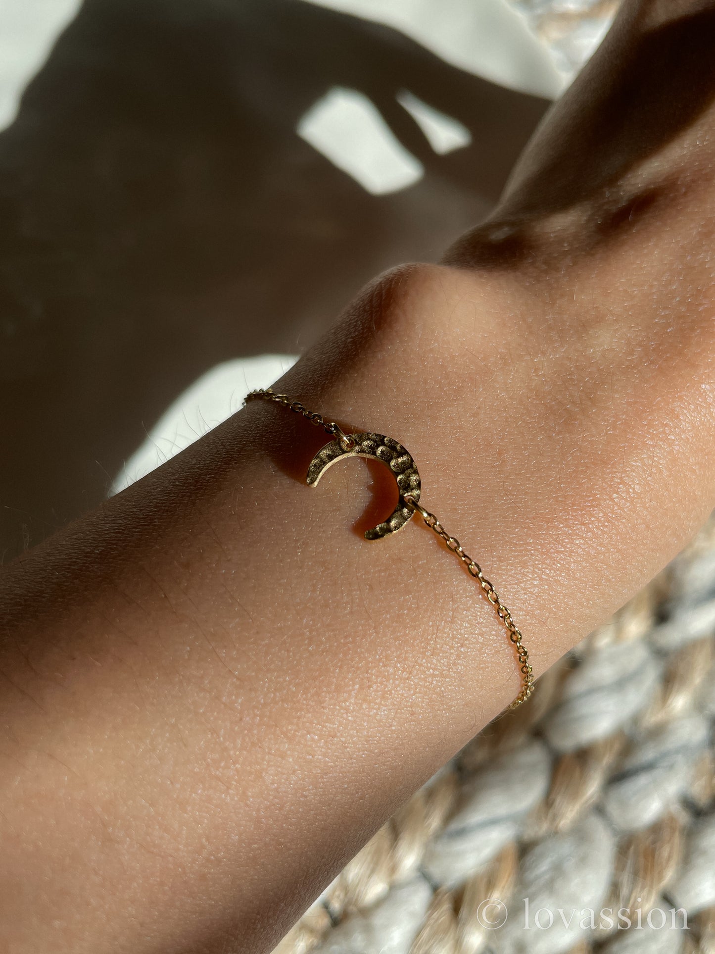 14K Crescent Moon Friendship Bracelet | Waterproof Jewelry