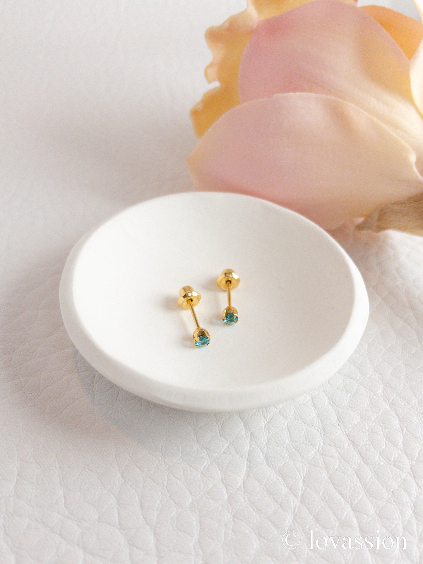 24K Birthstone Studs | December & Zircon - Lovassion