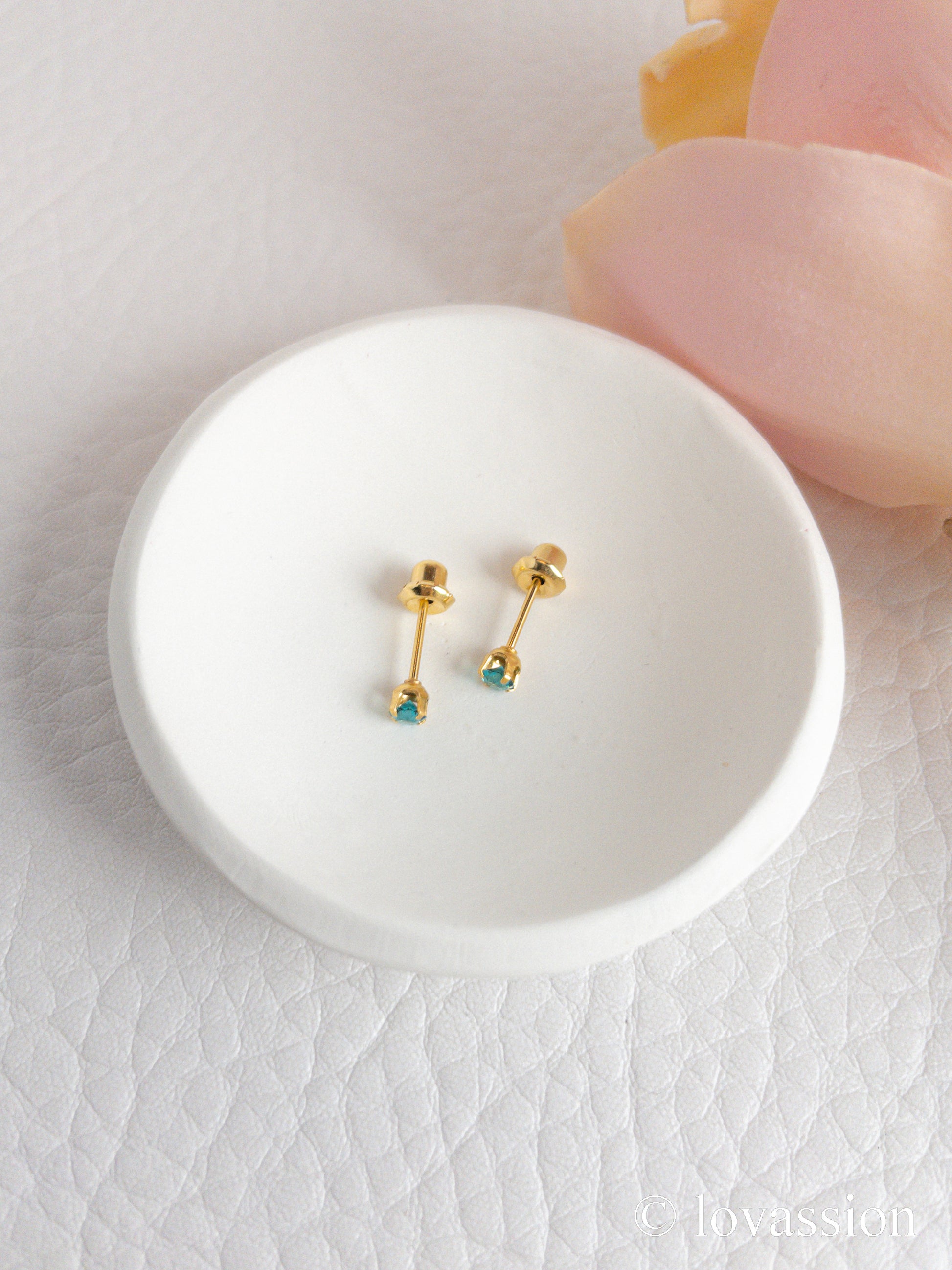 24K Birthstone Studs | December & Zircon - Lovassion