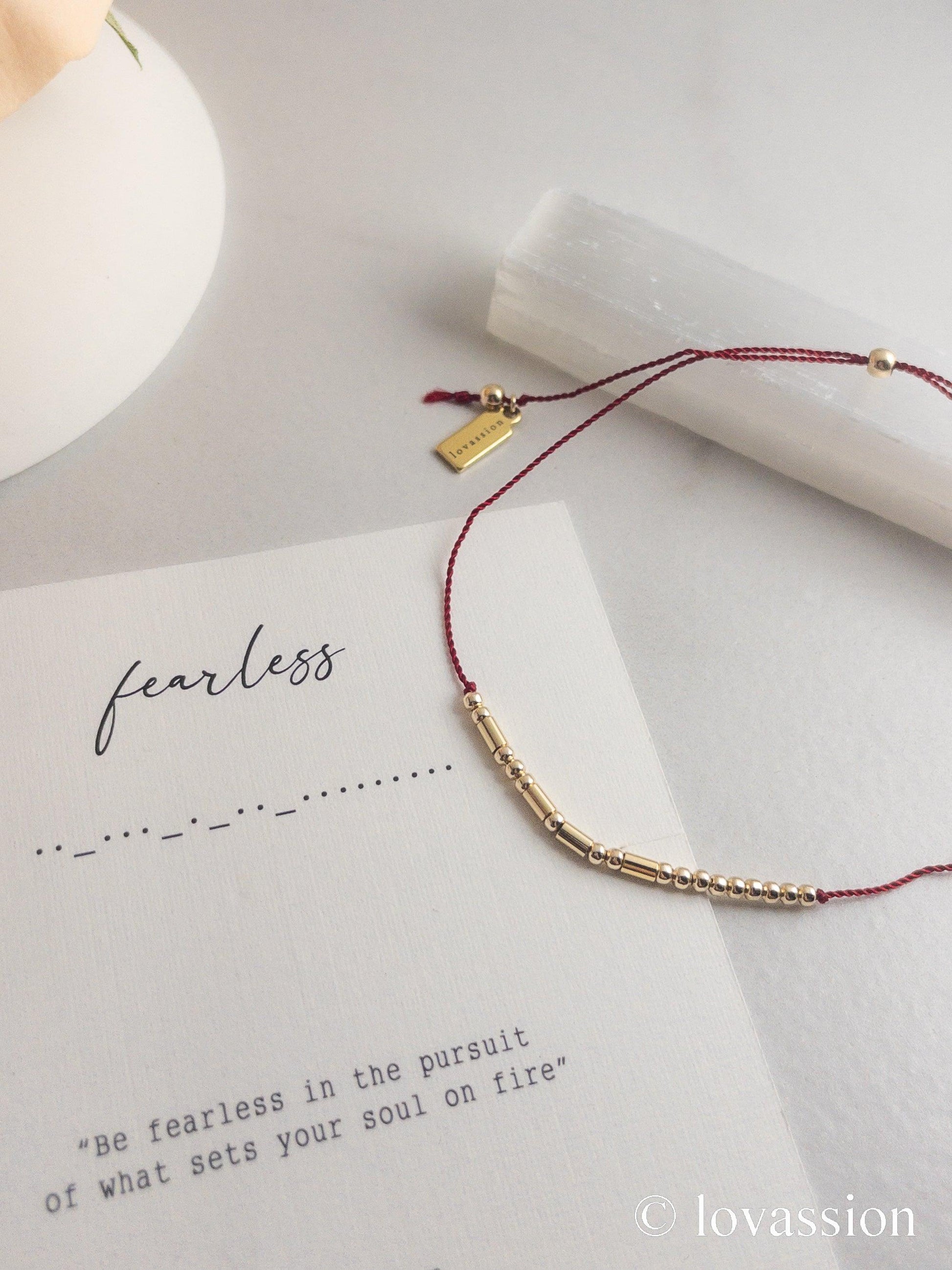 14K Fearless Bracelet | Morse Code Jewelry - Lovassion