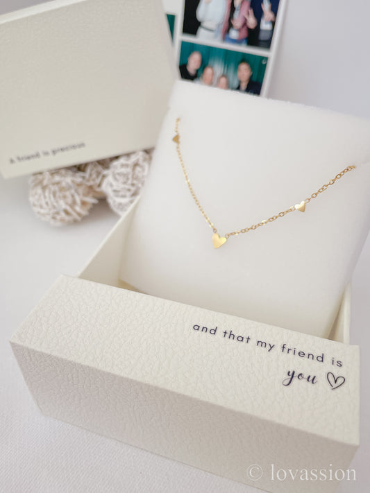 14K Dangling Heart Charm Necklace