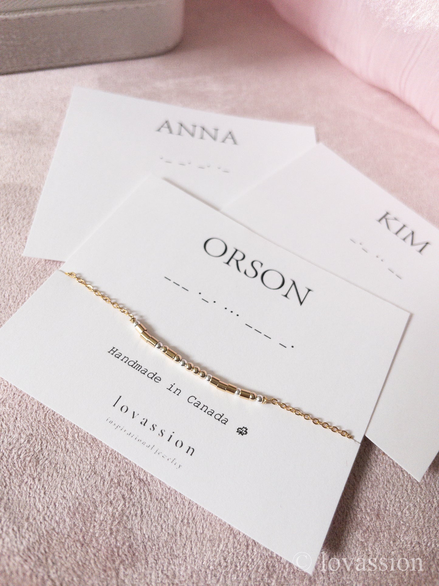 Bracelet en code Morse personnalisé 14K | Bijoux en code Morse