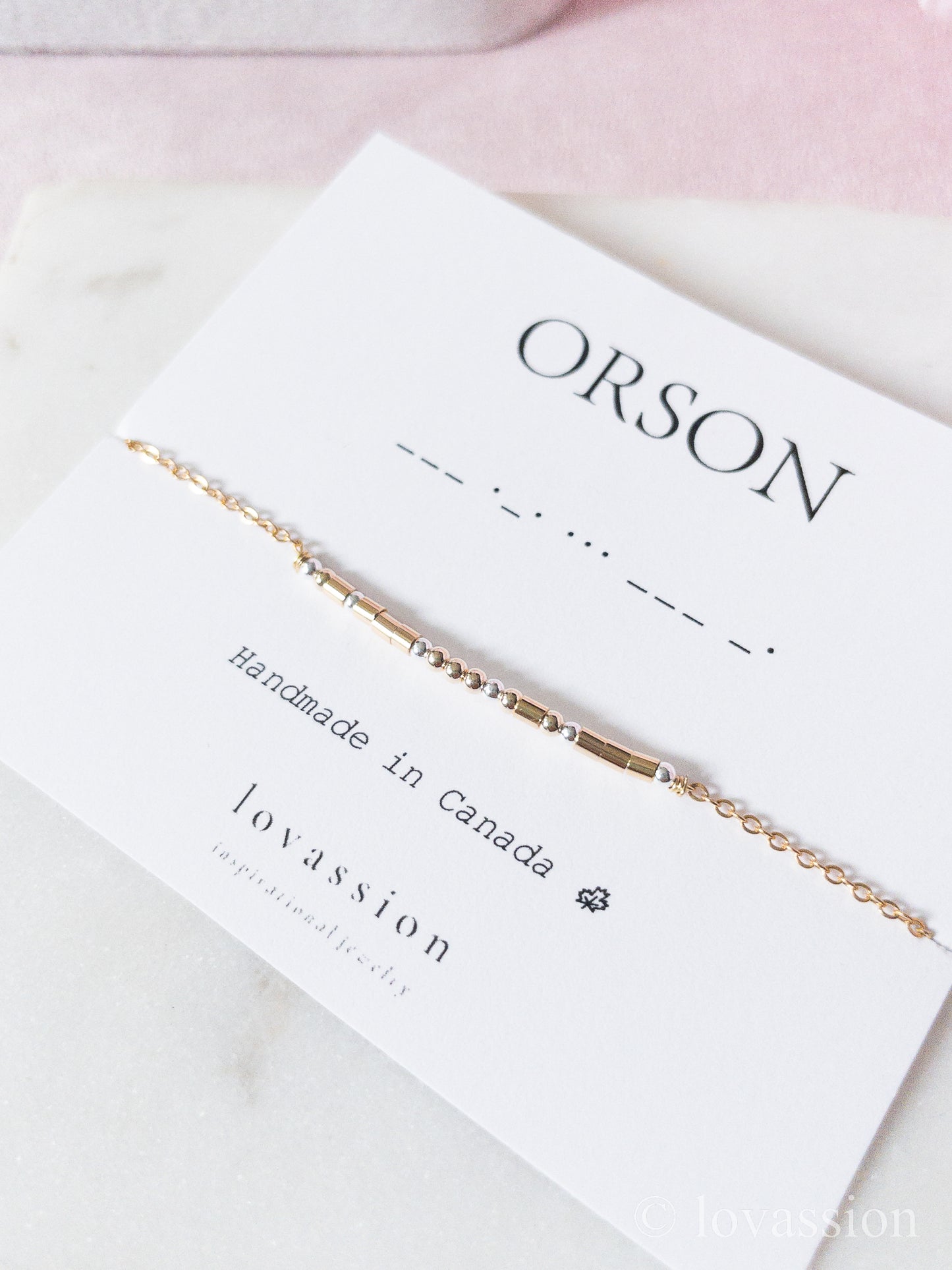 Bracelet en code Morse personnalisé 14K | Bijoux en code Morse