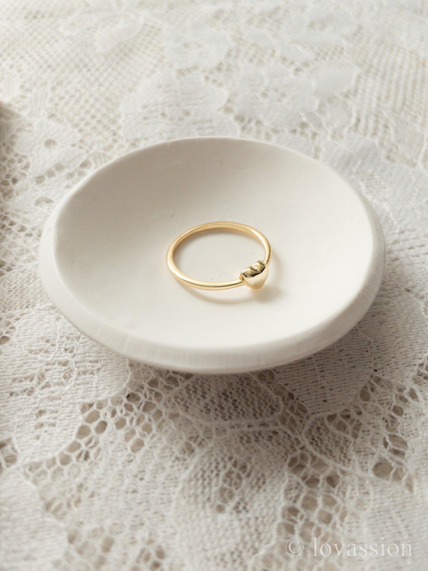 14K Gold Puffy Heart Ring - Lovassion