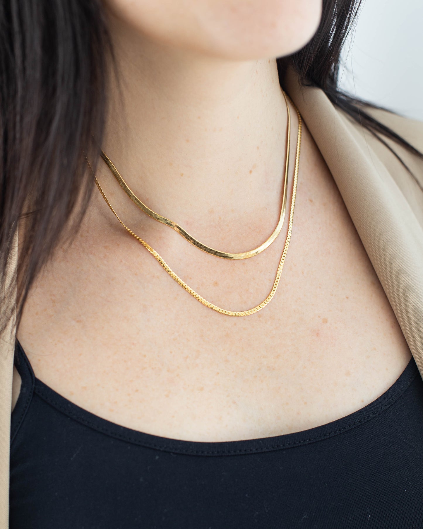 gold herringbone necklace