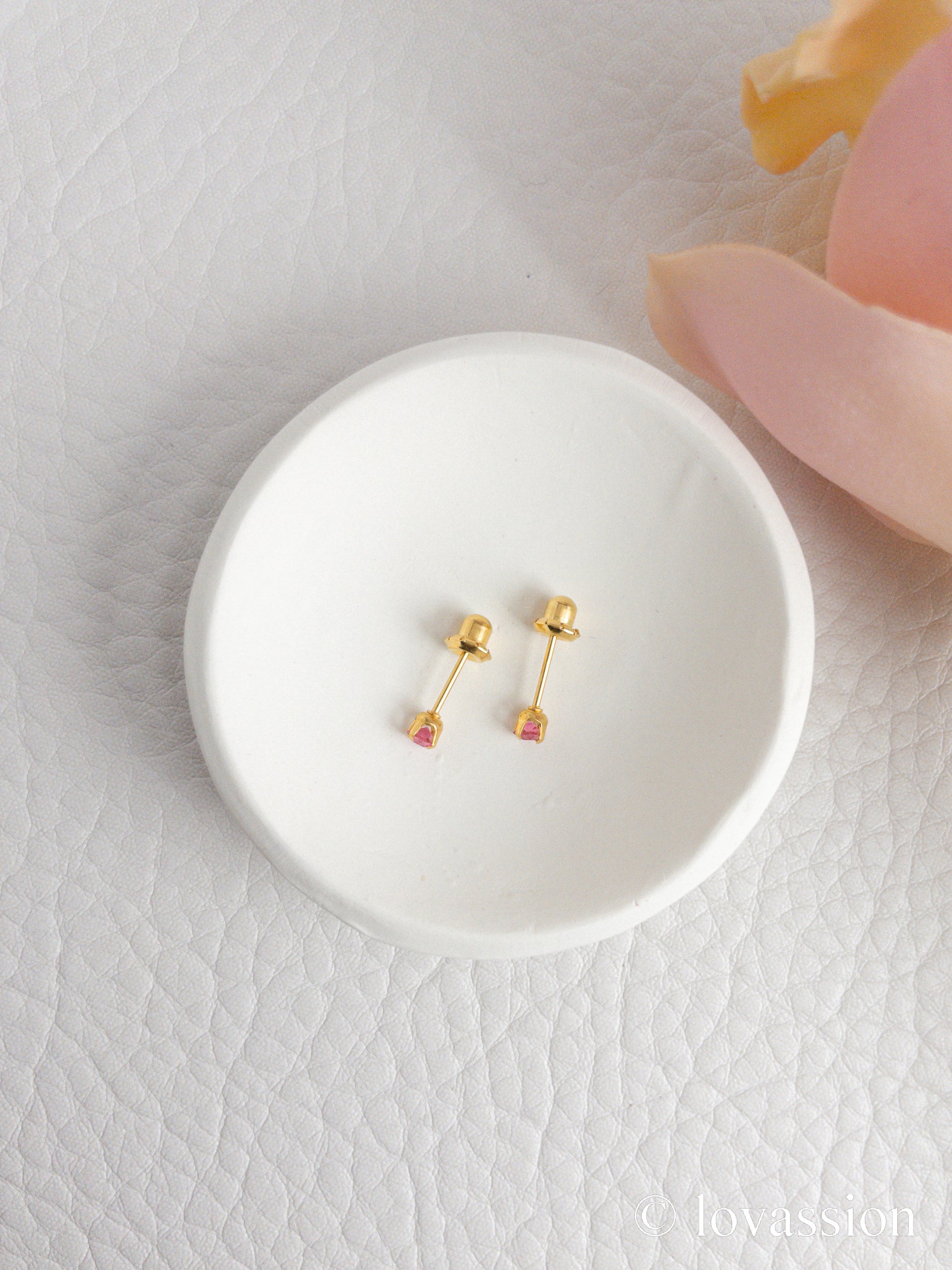 24K Birthstone Studs | October & Pink Tourmaline - Lovassion