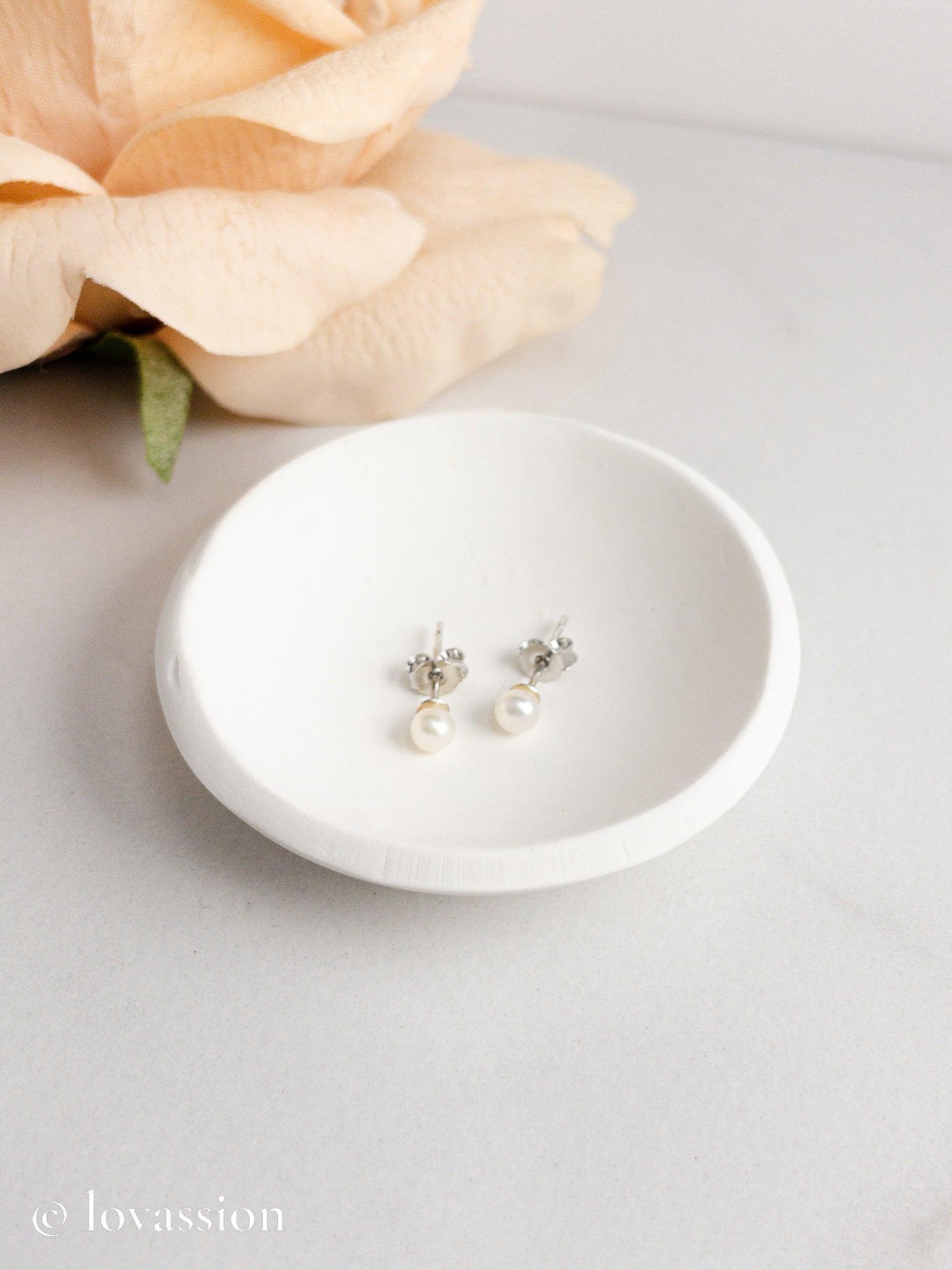 Pearl Studs | 14K Bridesmaid Jewelry - Lovassion