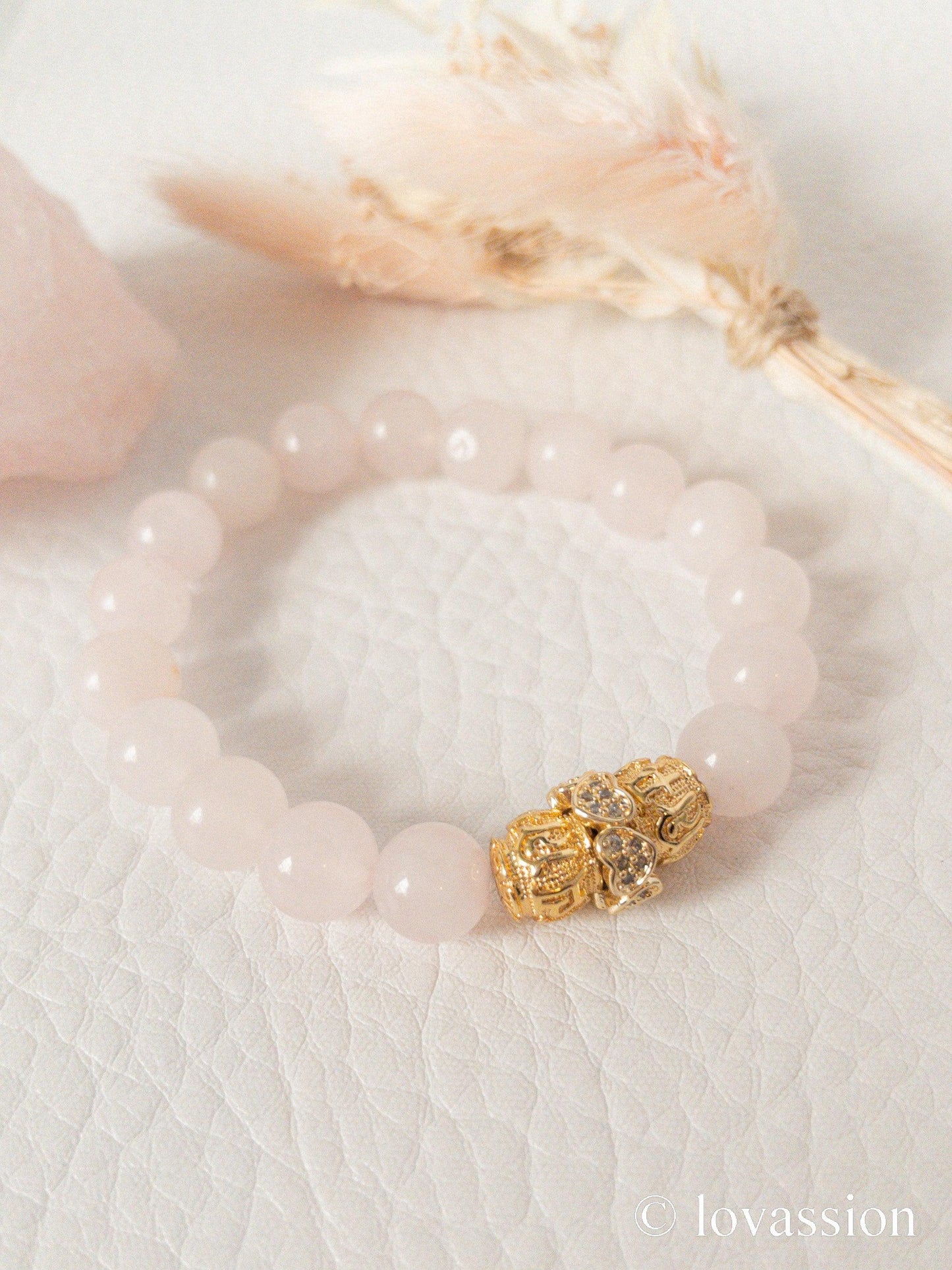 18K Rose Quartz Bracelet 8MM - Lovassion