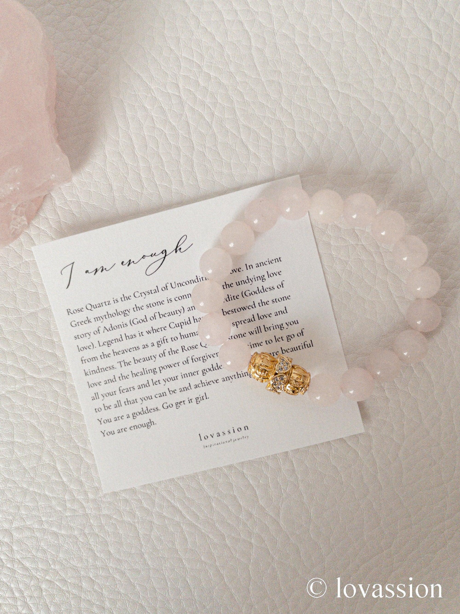 18K Rose Quartz Bracelet 8MM - Lovassion