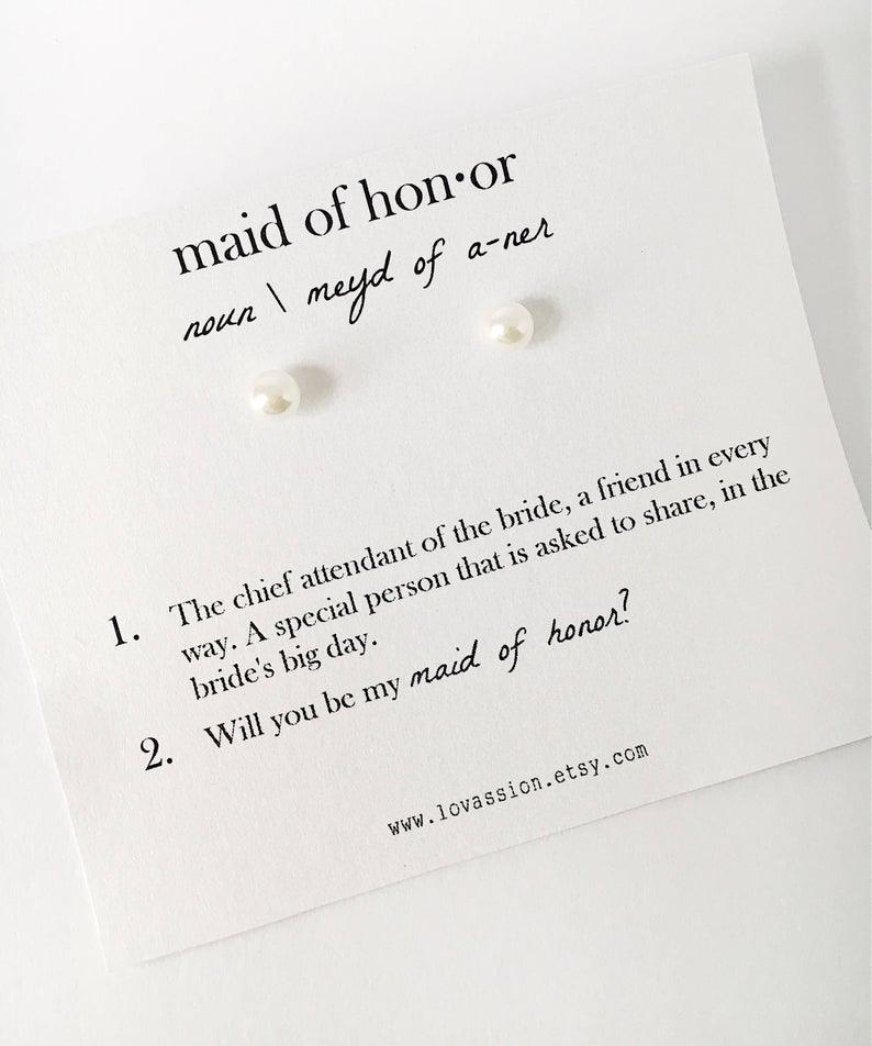 Pearl Studs | 14K Bridesmaid Jewelry - Lovassion