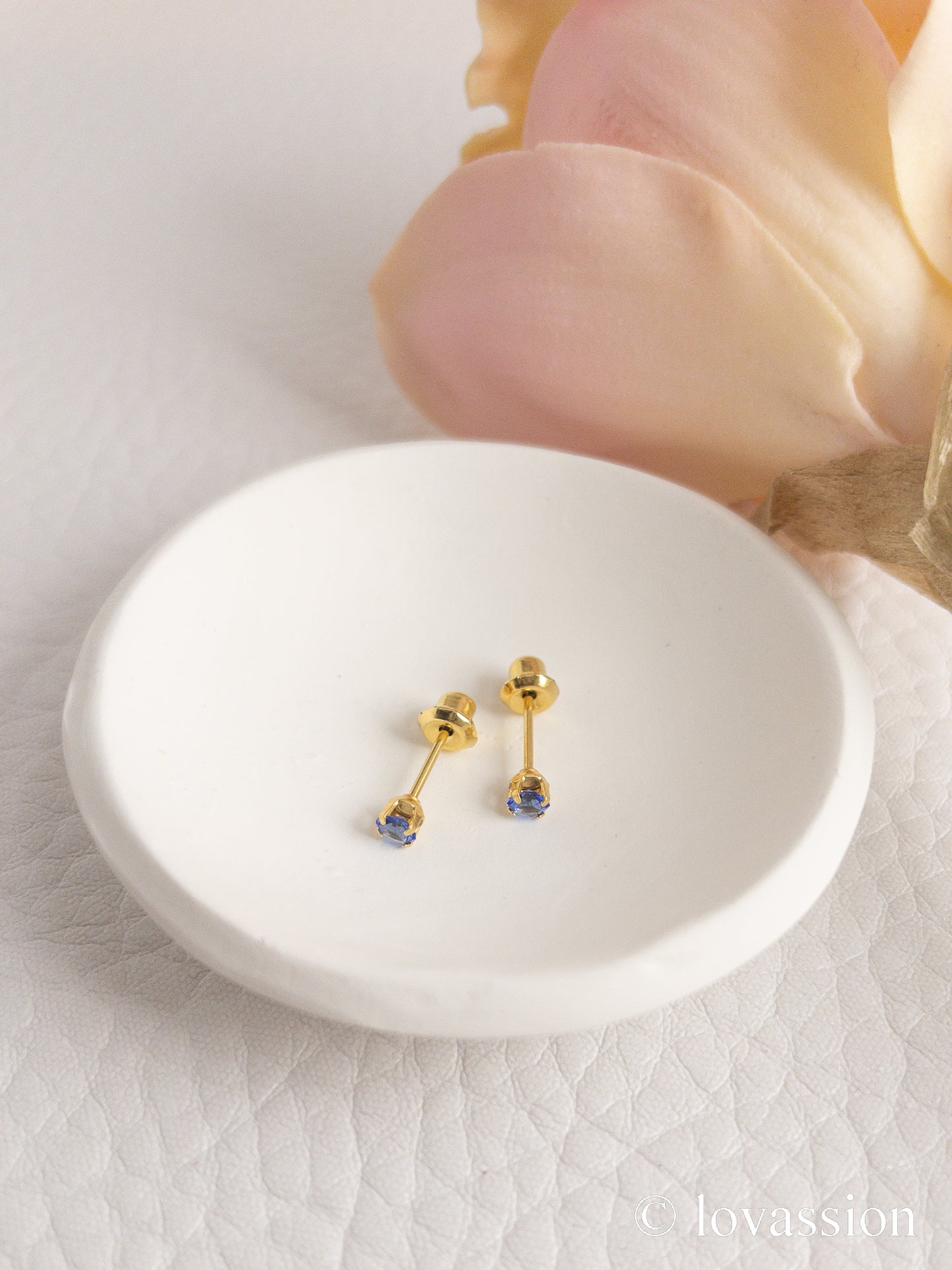 24K Birthstone Studs | September & Sapphire - Lovassion