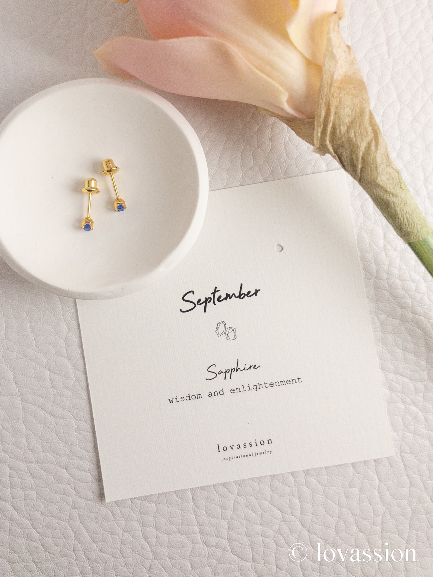 24K Birthstone Studs | September & Sapphire - Lovassion