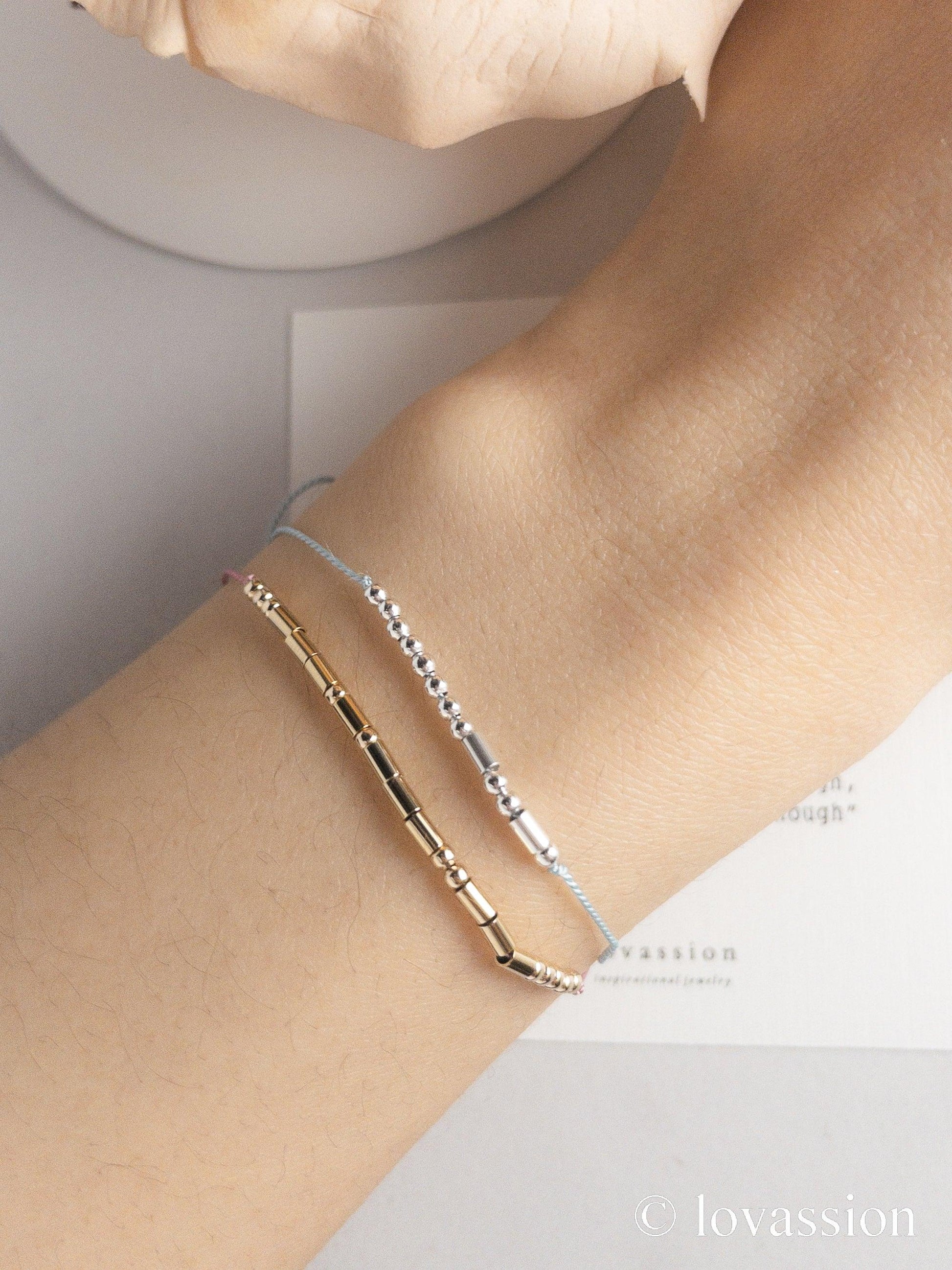 14K Sister Bracelet | Morse Code Jewelry - Lovassion