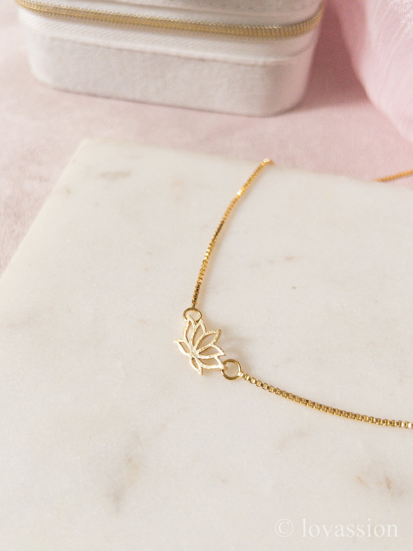 14K Tiny Lotus Flower Necklace