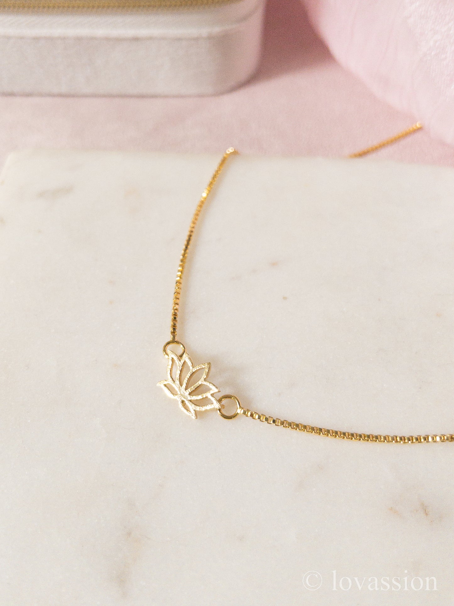 14K Tiny Lotus Flower Necklace