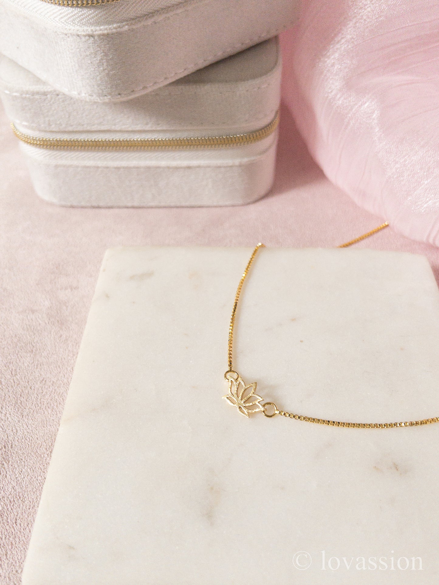 14K Tiny Lotus Flower Necklace